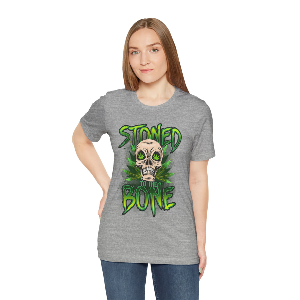 Stoned to the Bone Skull Tee — Cannabis Leaf Graphic T-Shirt
