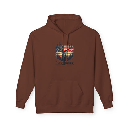 Deer Hunter Hoodie - American Flag Antler Graphic Pullover