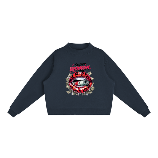 Super Woman Era Lips Oversized Graphic Sweatshirt