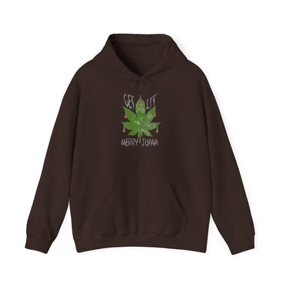 Cannabis Leaf Hoodie - "Get High" Retro Green Graphic Pullover