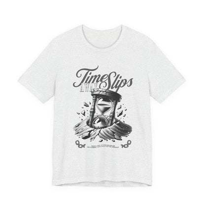 Time Slips Hourglass T‑Shirt — Vintage Black & White Graphic Tee