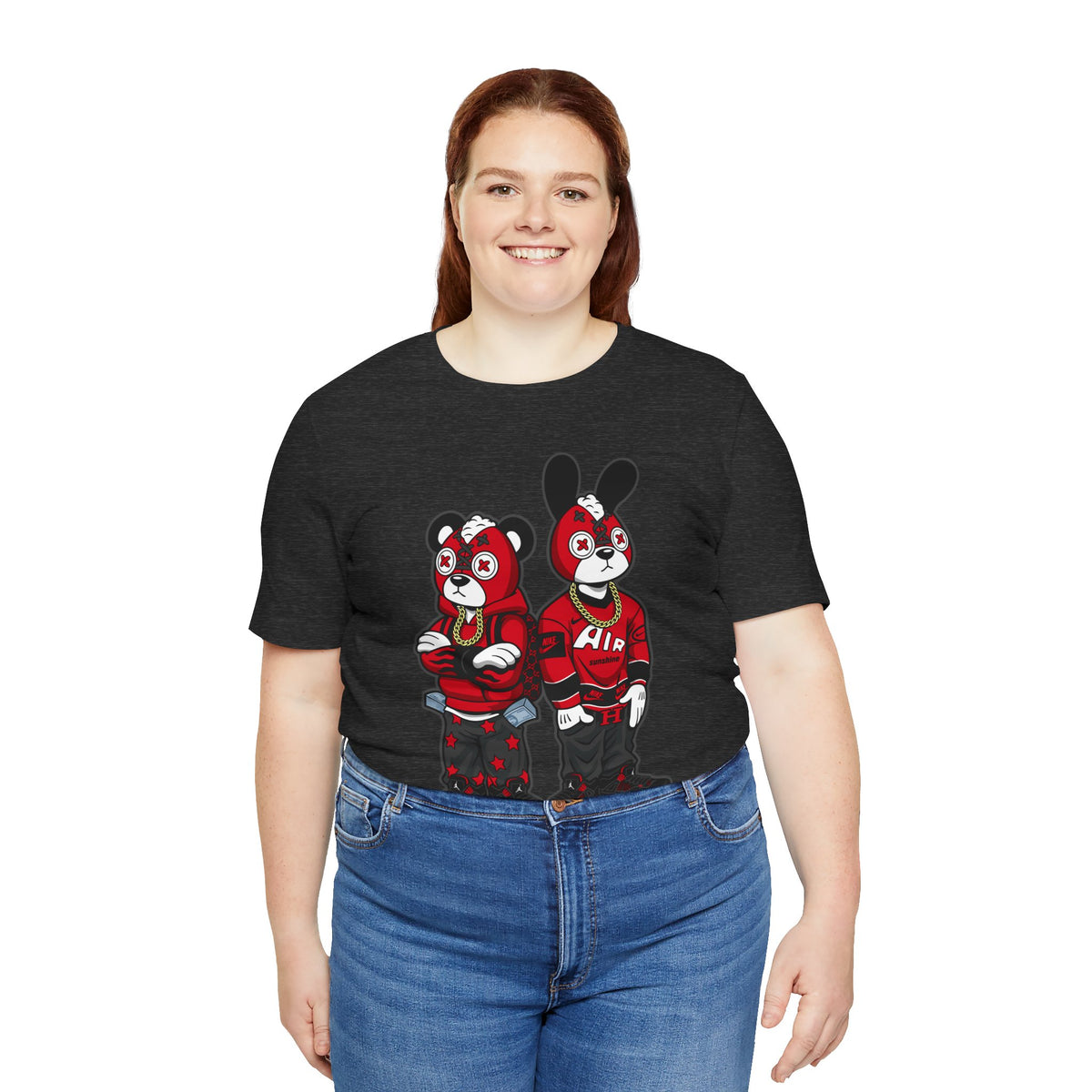 Streetwear Cartoon Bear & Bunny Tee — Hip Hop Graphic T-Shirt