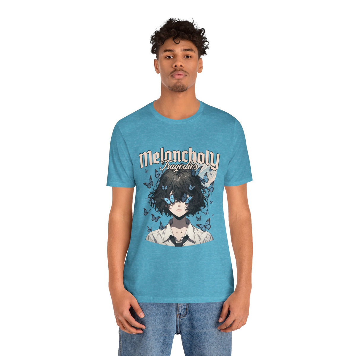 Melancholy Tragedia Anime Tee — Blue Butterflies Graphic T-Shirt