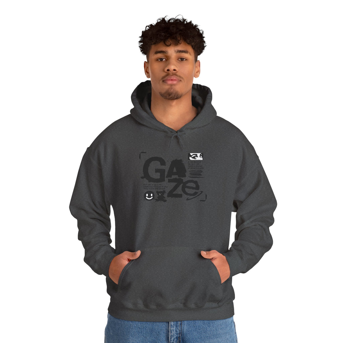 Gaze Graphic Hoodie — Distressed Text Urban Streetwear