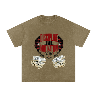 Discipline Over Motivation Snow-Washed Cotton Tee