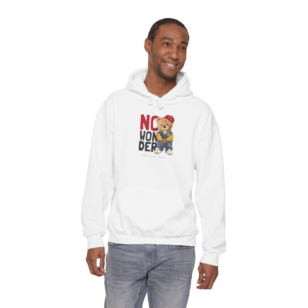No Wonder Bear Hoodie – Cute Teddy Graphic Hooded Sweatshirt