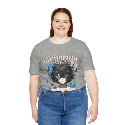 Melancholy Tragedia Anime Tee — Blue Butterflies Graphic T-Shirt