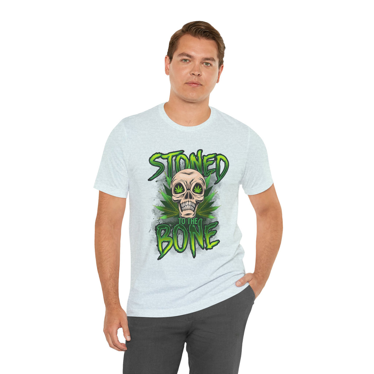 Stoned to the Bone Skull Tee — Cannabis Leaf Graphic T-Shirt
