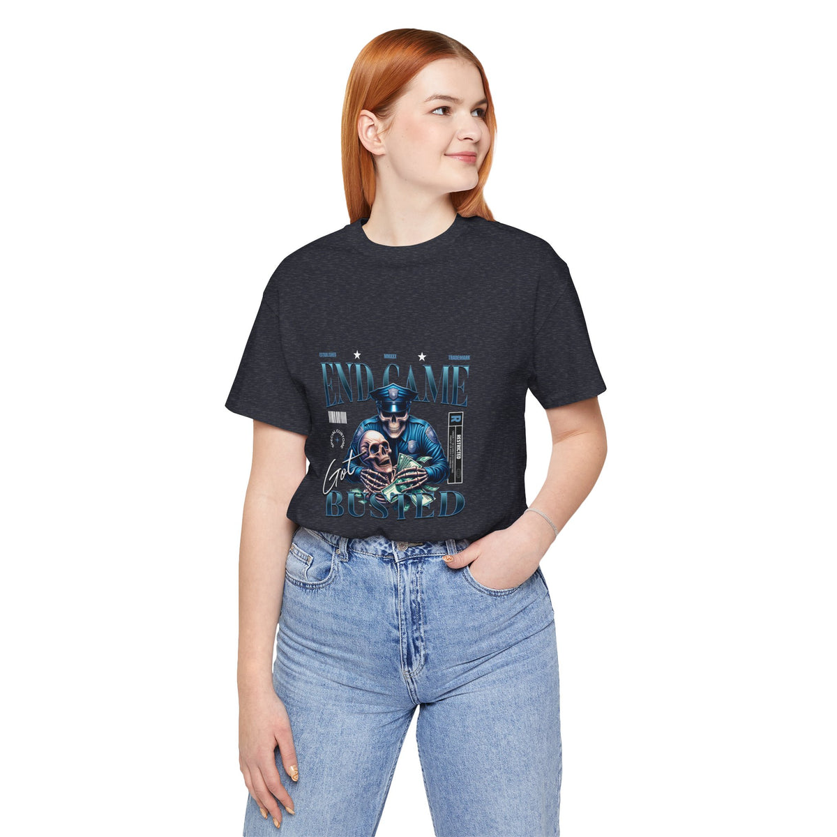 Endgame Got Busted Tee — Police Skull Graphic T-Shirt