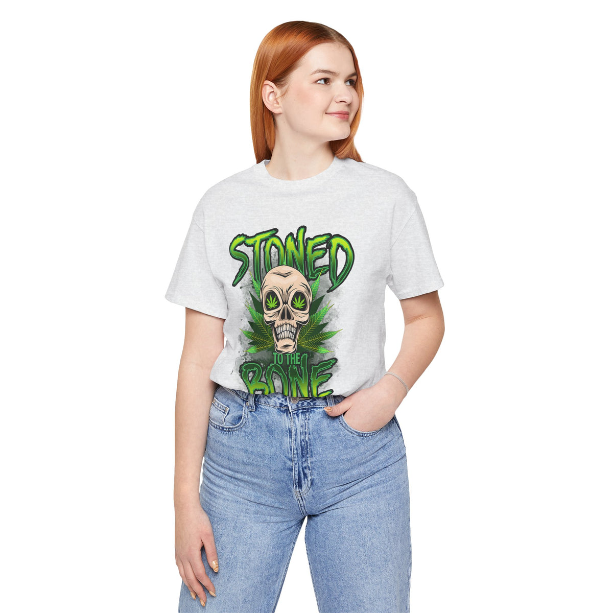 Stoned to the Bone Skull Tee — Cannabis Leaf Graphic T-Shirt