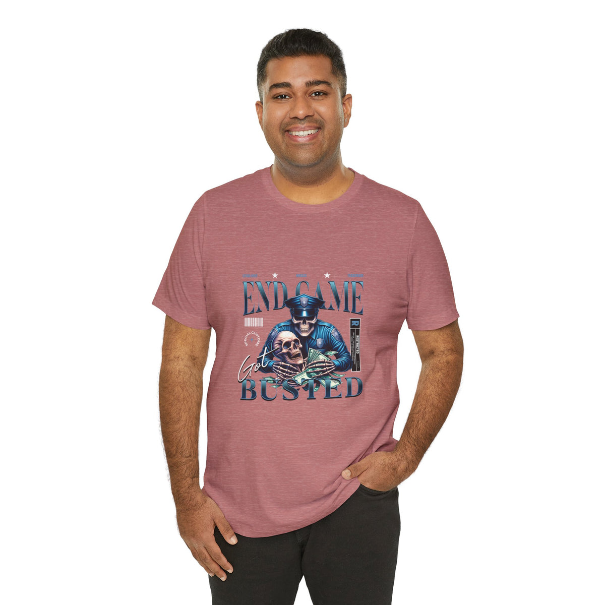 Endgame Got Busted Tee — Police Skull Graphic T-Shirt