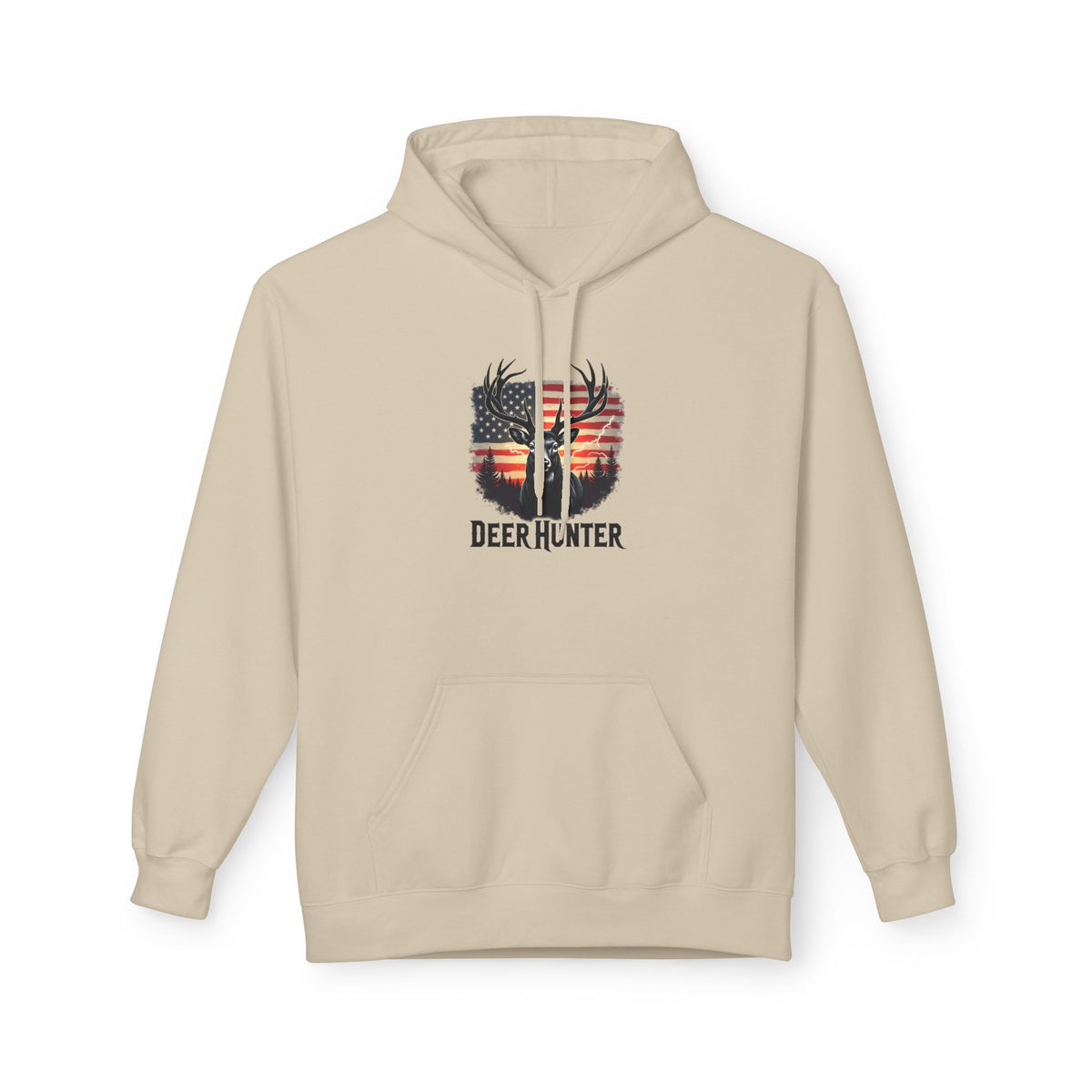 Deer Hunter Hoodie - American Flag Antler Graphic Pullover