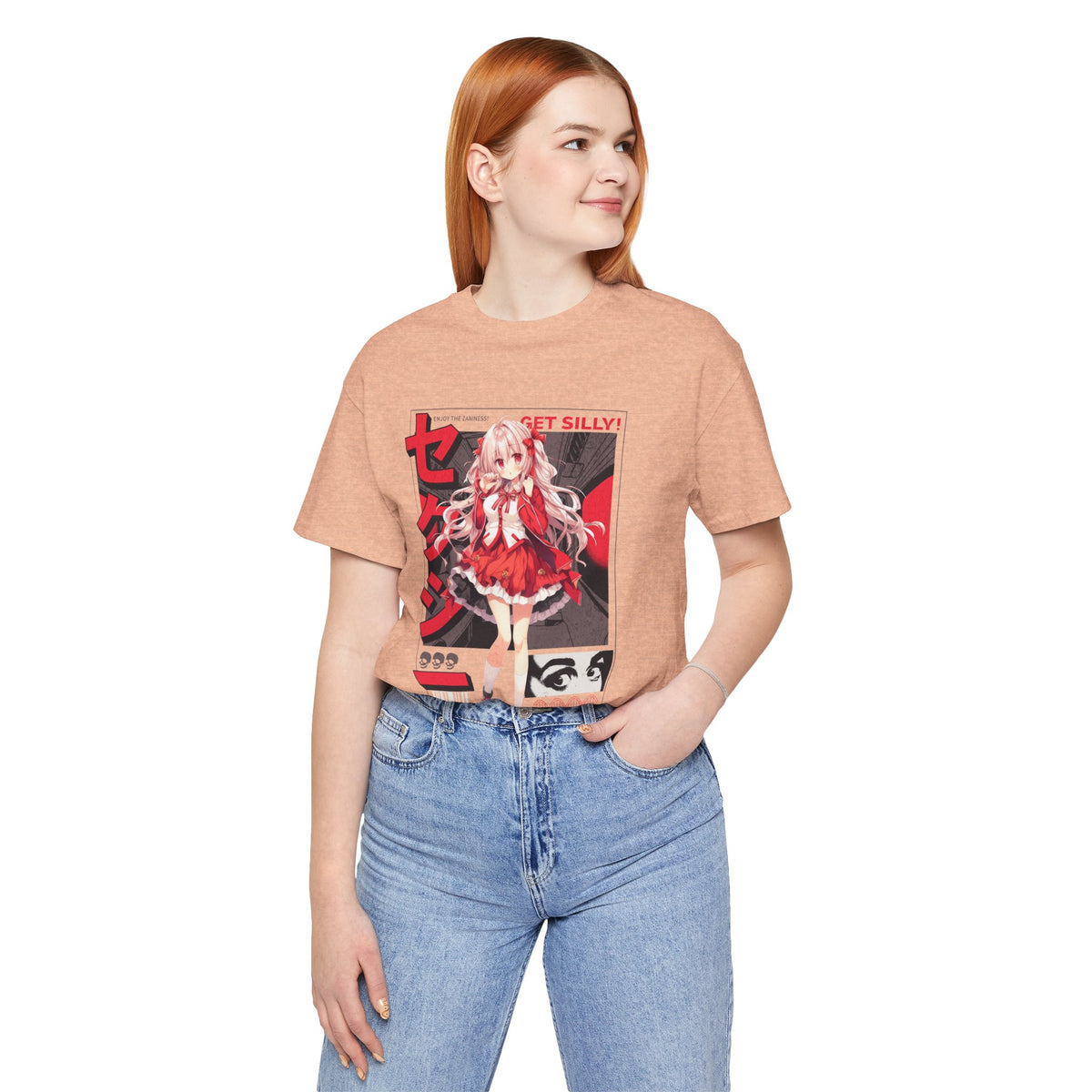 Anime Girl Graphic Tee — "Get Silly!" Red Harajuku Style T-Shirt