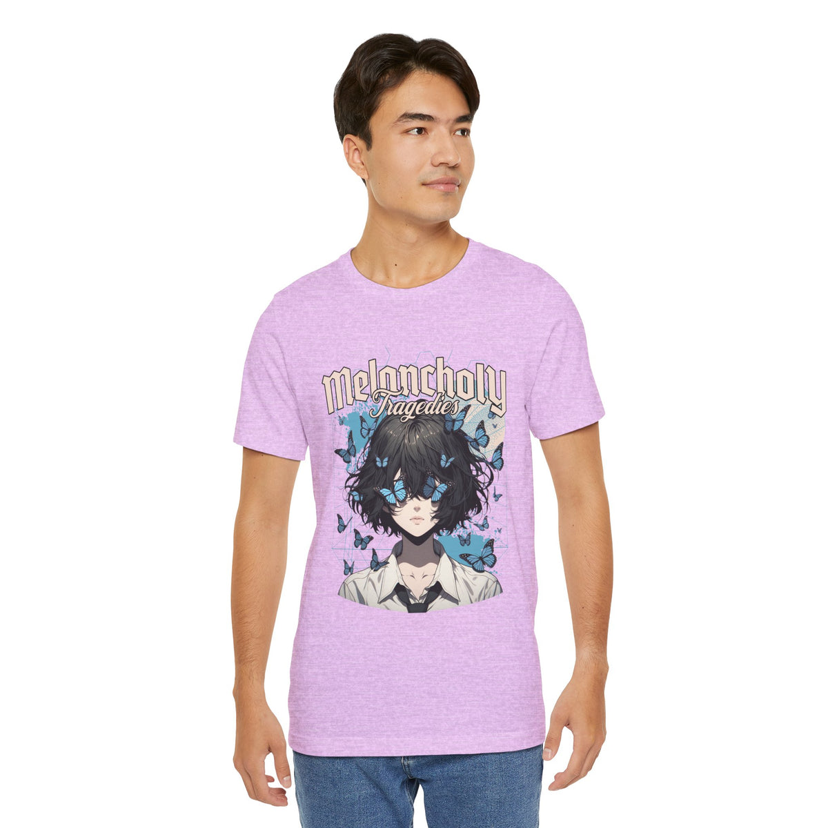 Melancholy Tragedia Anime Tee — Blue Butterflies Graphic T-Shirt