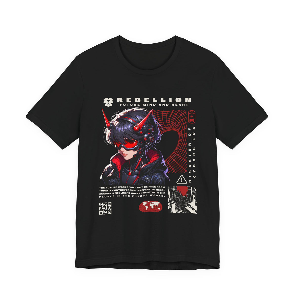 Anime Devil Girl Graphic Tee — "Rebellion" Cyberpunk Streetwear