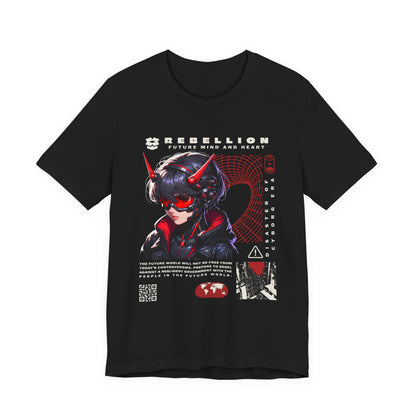 Anime Devil Girl Graphic Tee — "Rebellion" Cyberpunk Streetwear