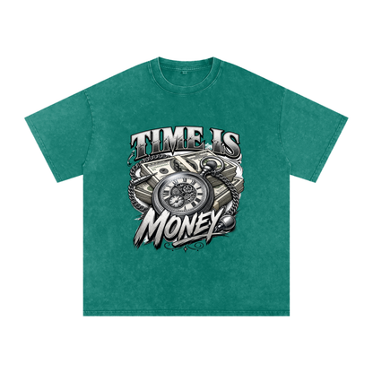 Time Is Money Snow-Washed Cotton Graphic Tee
