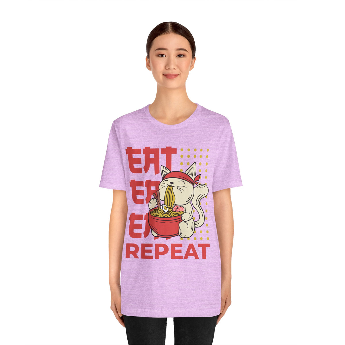 Ramen Cat Tee — "Eat Sleep Repeat" Cute Noodle Lover T-Shirt