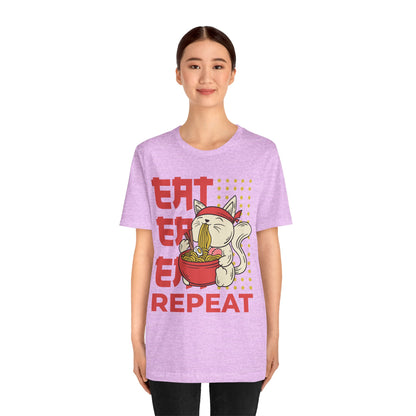 Ramen Cat Tee — "Eat Sleep Repeat" Cute Noodle Lover T-Shirt
