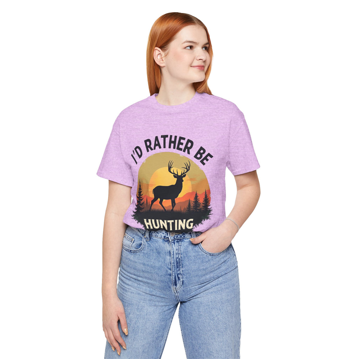 I'd Rather Be Hunting T‑Shirt — Deer Sunset Outdoor Hunting Tee