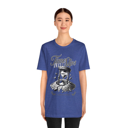 Time Slips Hourglass T‑Shirt — Vintage Black & White Graphic Tee