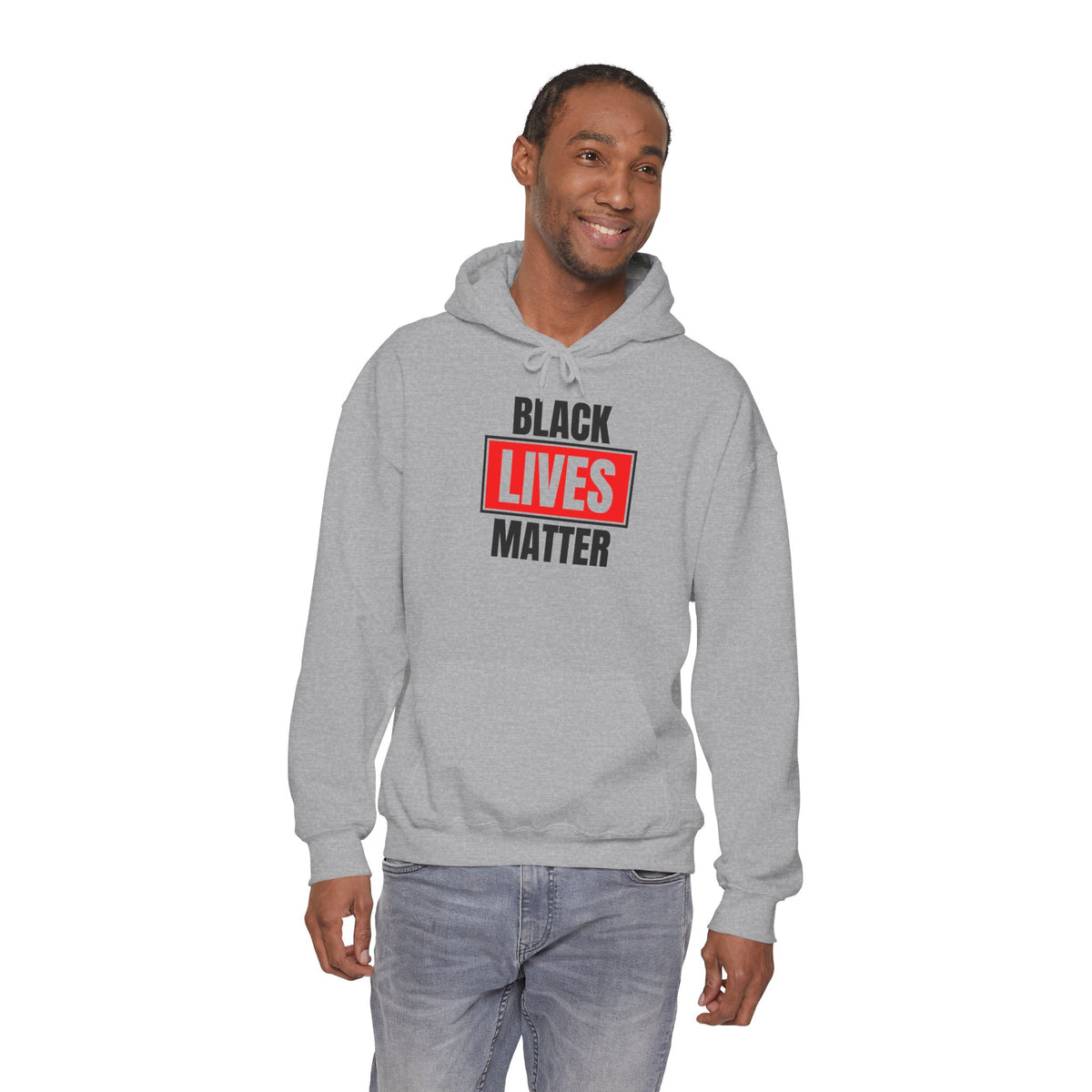 Black Lives Matter Hoodie — Bold Red Box Graphic Protest Sweatshirt
