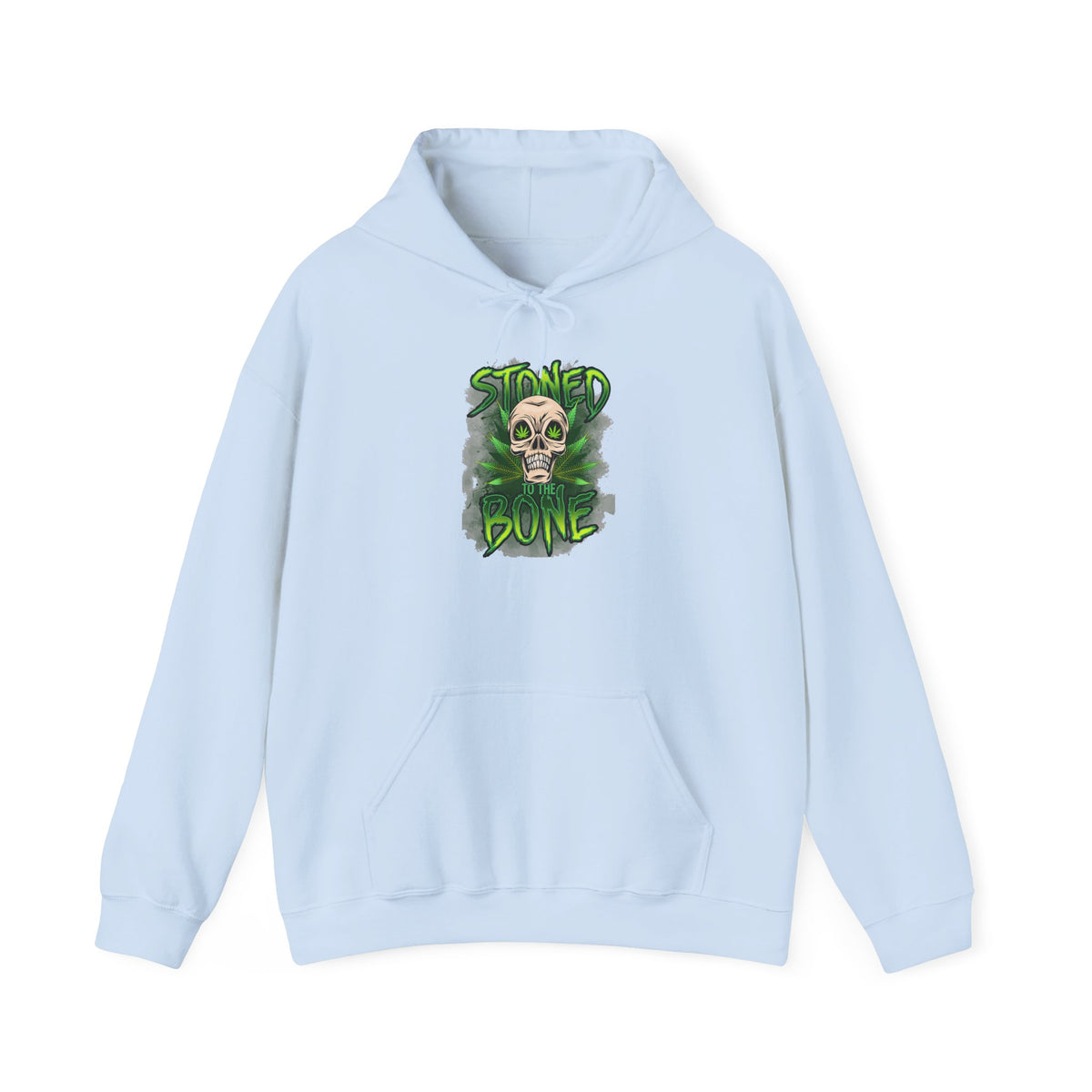 Skull 'Stoned Bone' Hoodie – Green Cannabis Skull Graphic Pullover