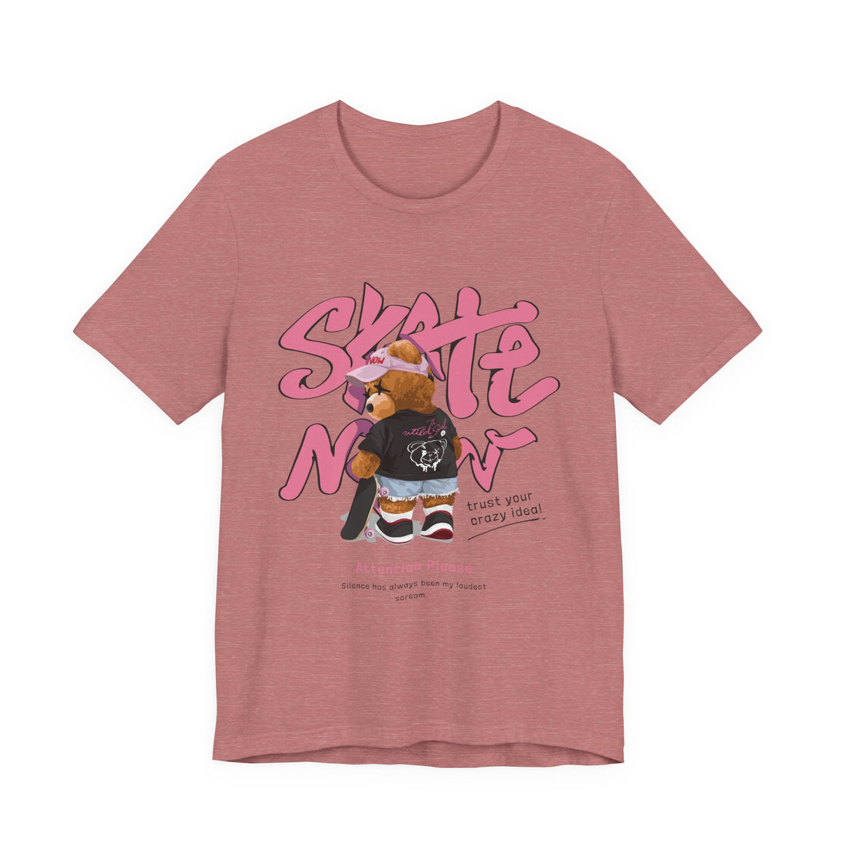 Skate Mom Bear Tee — Cute Pink Skateboard Graphic T-Shirt
