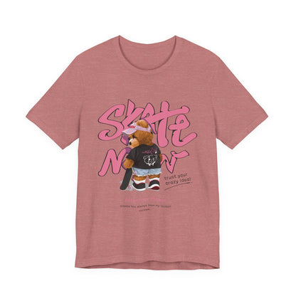 Skate Mom Bear Tee — Cute Pink Skateboard Graphic T-Shirt
