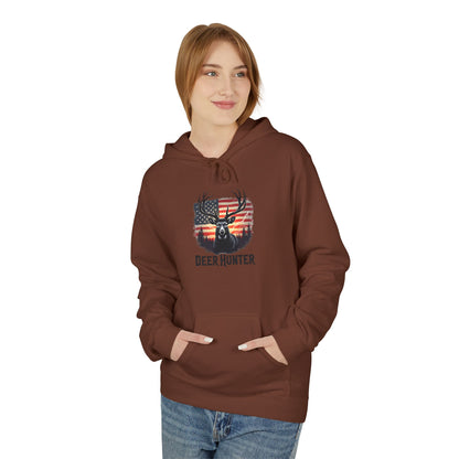 Deer Hunter Hoodie - American Flag Antler Graphic Pullover