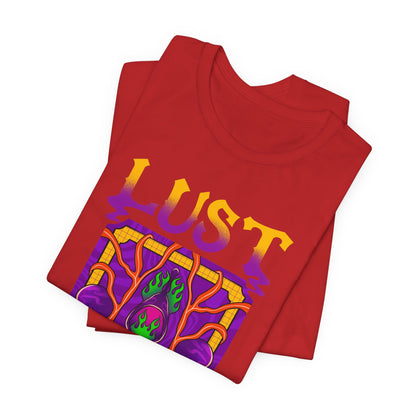 Lust Colorful Vibes Graphic Tee — Psychedelic Tarot-Inspired T-Shirt