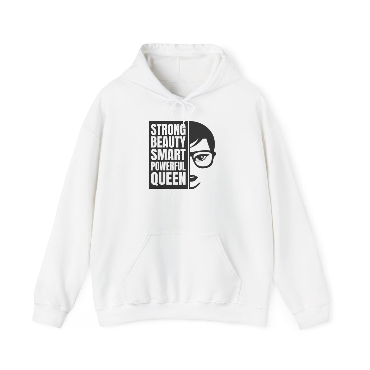 Queen Portrait Hoodie — "Strong Beauty Smart Powerful Queen" Empowerment Sweatshirt