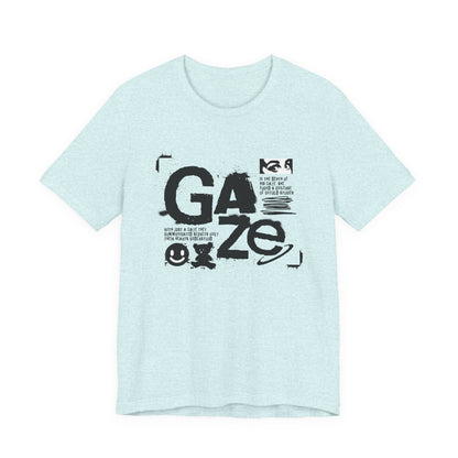 Gaze Typography Graphic Tee — Abstract Monochrome Text Art T-Shirt