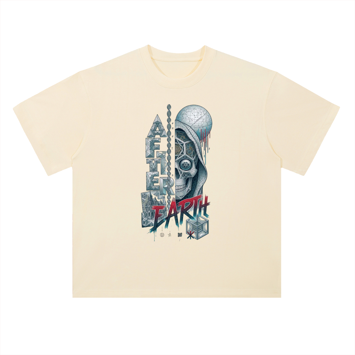 After Earth Futuristic Skull Graphic Drop Shoulder Tee