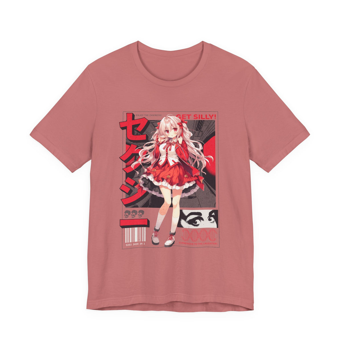 Anime Girl Graphic Tee — "Get Silly!" Red Harajuku Style T-Shirt