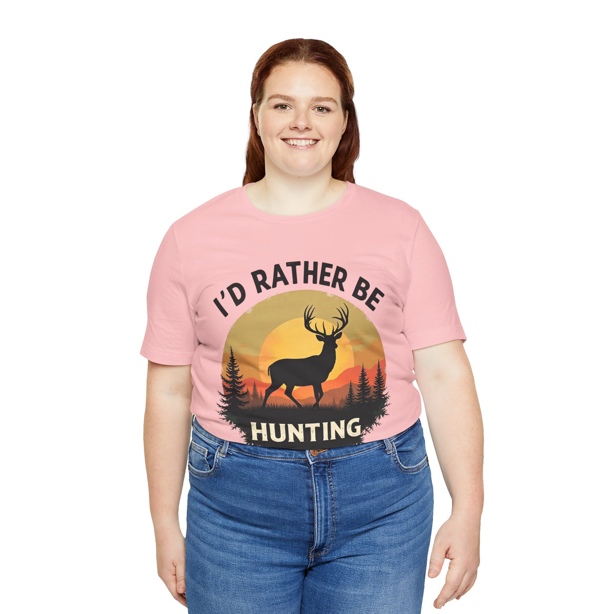 I'd Rather Be Hunting T‑Shirt — Deer Sunset Outdoor Hunting Tee