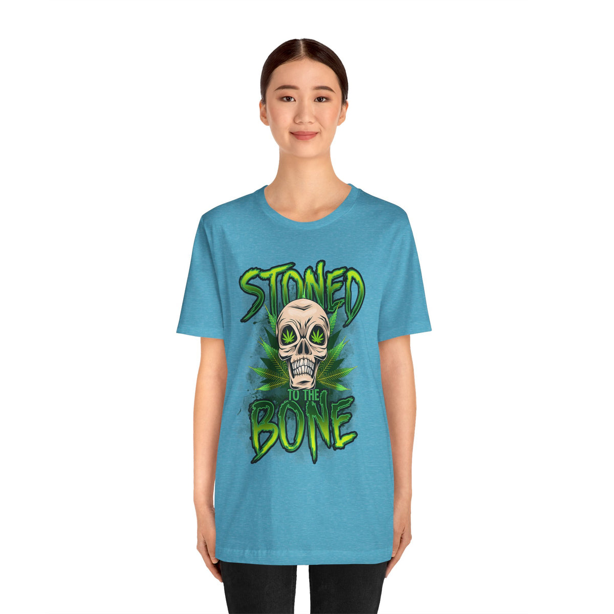 Stoned to the Bone Skull Tee — Cannabis Leaf Graphic T-Shirt