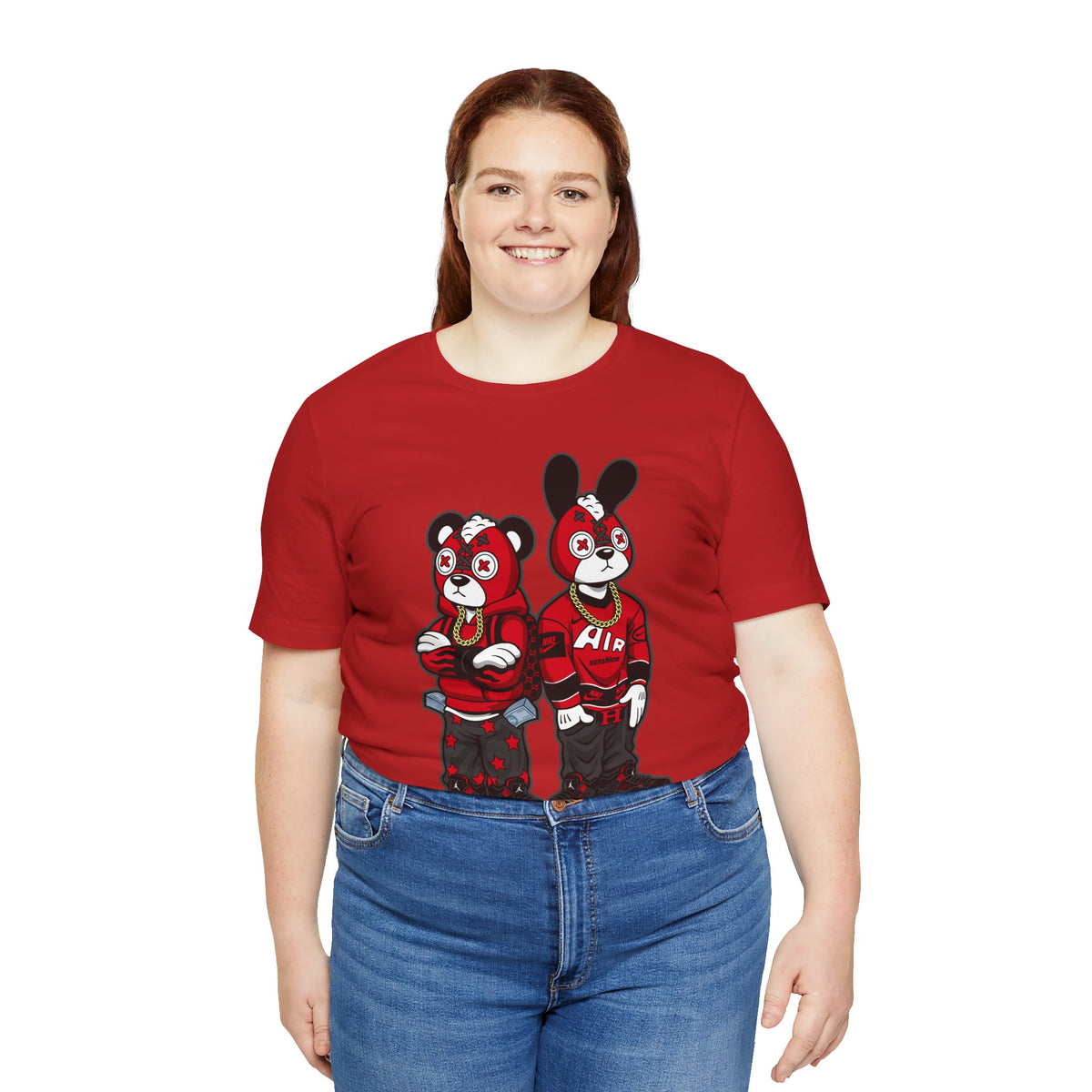 Streetwear Cartoon Bear & Bunny Tee — Hip Hop Graphic T-Shirt