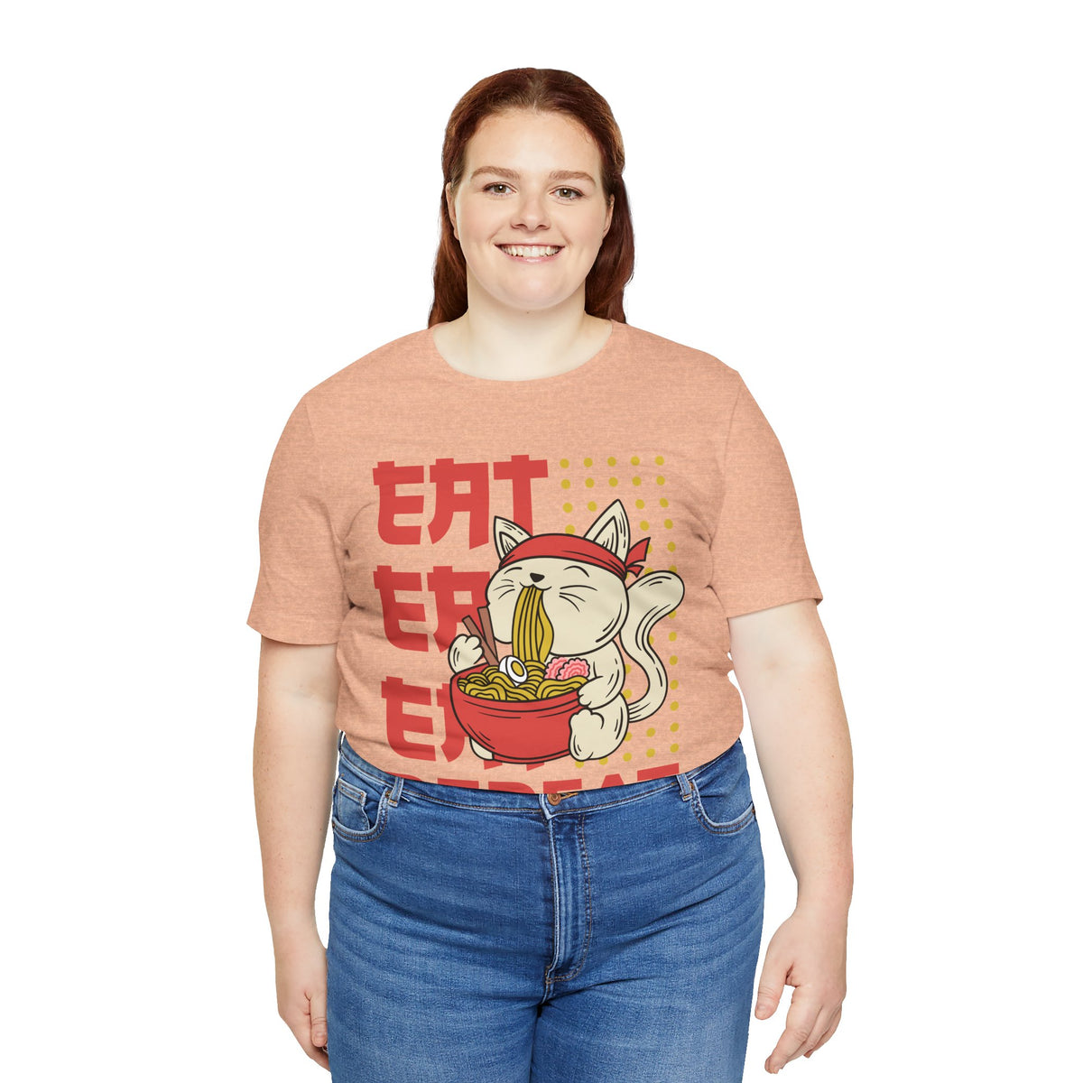 Ramen Cat Tee — "Eat Sleep Repeat" Cute Noodle Lover T-Shirt