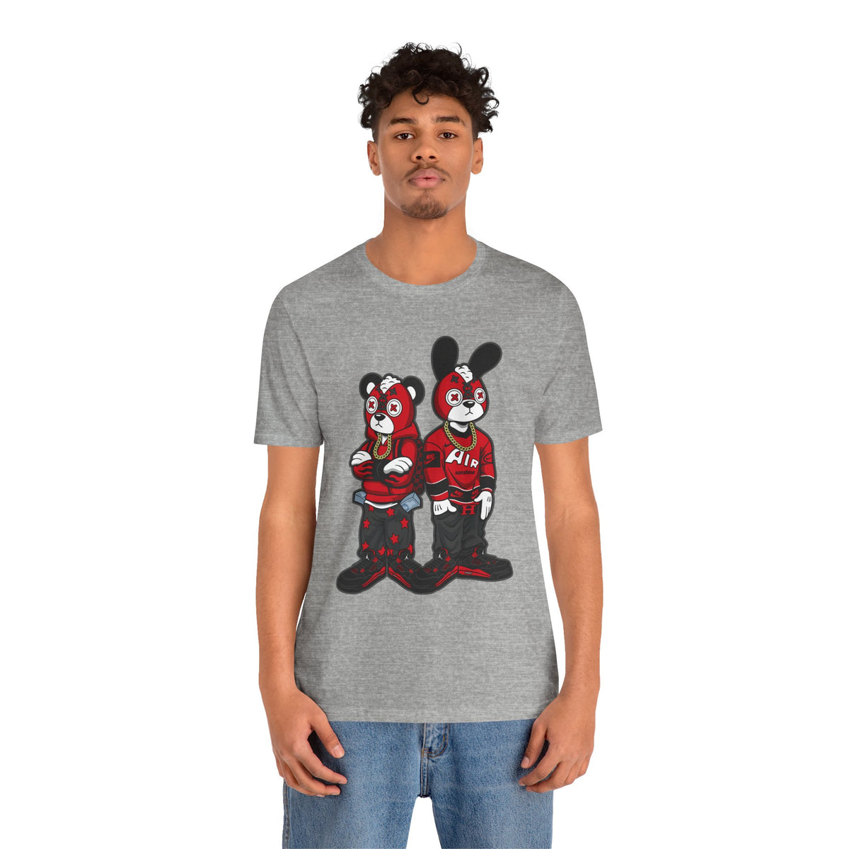 Streetwear Cartoon Bear & Bunny Tee — Hip Hop Graphic T-Shirt