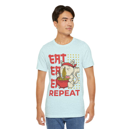 Ramen Cat Tee — "Eat Sleep Repeat" Cute Noodle Lover T-Shirt