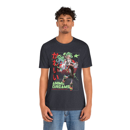 Anime Dreams Kawaii Tee — Neon Retro Anime Girl Graphic T-Shirt