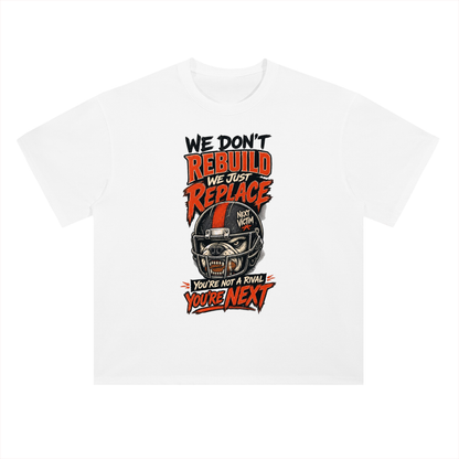 We Don't Rebuild Replace Hockey Mask Graphic Drop Shoulder Tee
