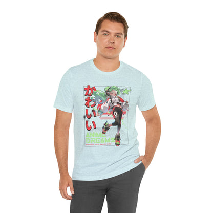 Anime Dreams Kawaii Tee — Neon Retro Anime Girl Graphic T-Shirt