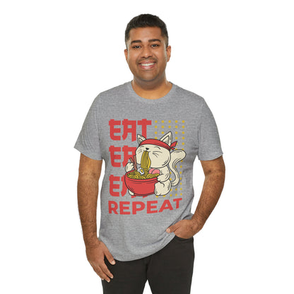 Ramen Cat Tee — "Eat Sleep Repeat" Cute Noodle Lover T-Shirt