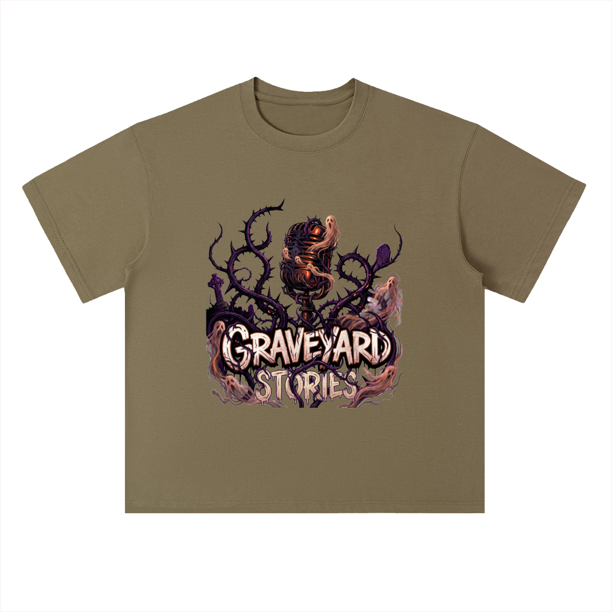Graveyard Stories Gothic Horror Graphic Drop Shoulder Tee