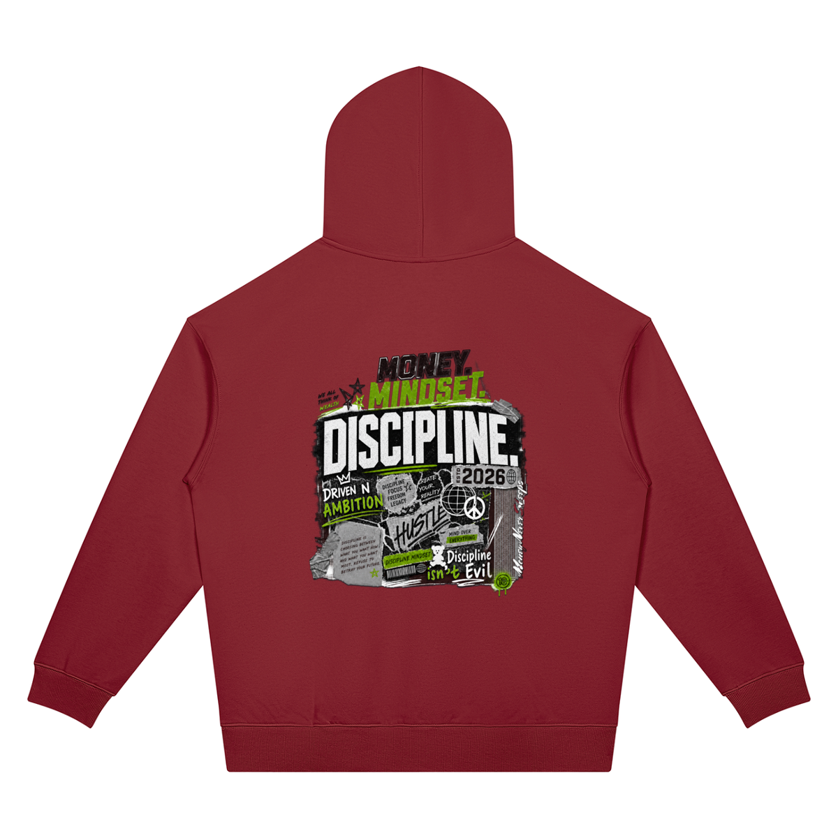 Money Mindset Discipline Two-Sided Graphic Hoodie
