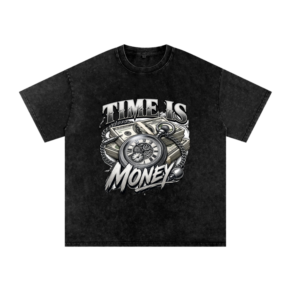 Time Is Money Snow-Washed Cotton Graphic Tee