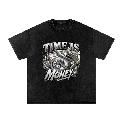 Time Is Money Snow-Washed Cotton Graphic Tee