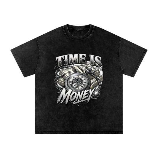 Time Is Money Snow-Washed Cotton Graphic Tee